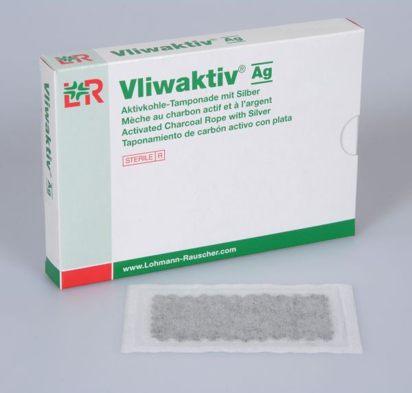 Vliwaktiv® Ag, Aktivkohle-Tamponade, 10 x 10cm