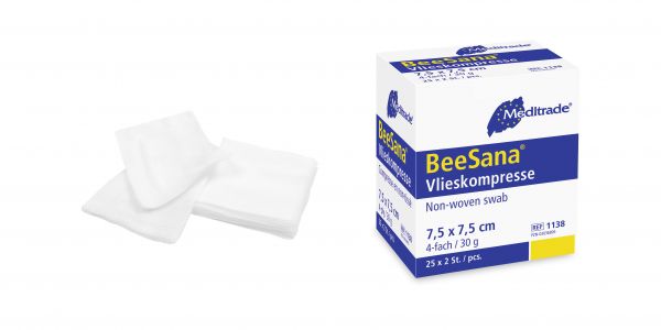 BeeSana® Vlieskompresse, 7,5 x 7,5cm, 4fach