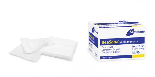 BeeSana® Mullkompresse, 10 x 13cm, 64-fach, unst.