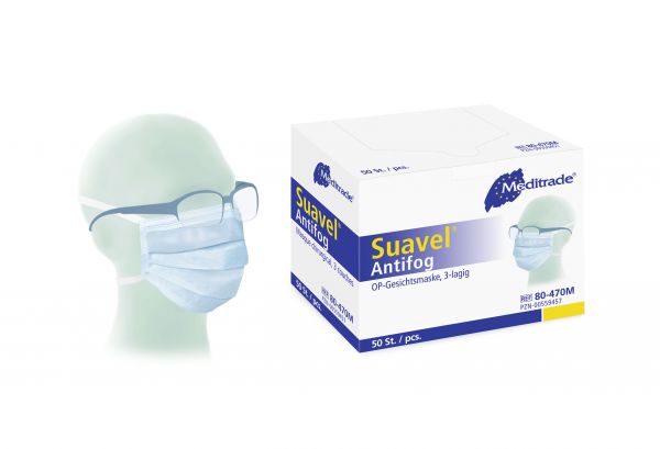 Suavel® Antifog, OP-Maske f. Brillenträger, blau