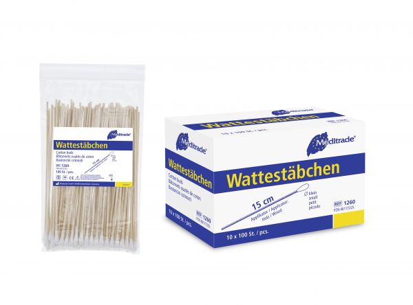 Meditrade® Wattestäbchen, mittlerer Kopf, unsteril