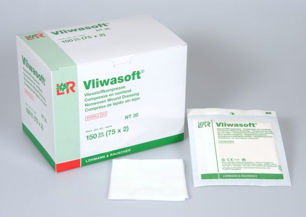 Vliwasoft® Vliesstoffkompressen, 10 x 10cm, 4lagig