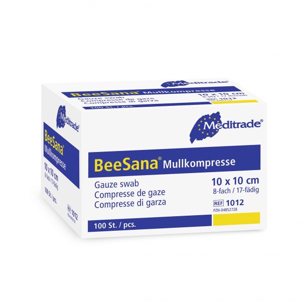 BeeSana® Mullkompresse, 10 x 10cm, 8-fach, steril