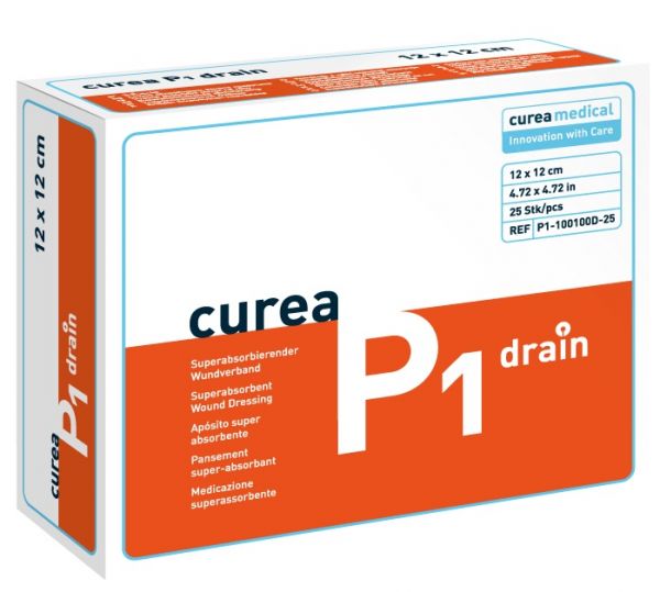 Curea P1 drain Superabsorb. Wundaufl. 12x12 cm