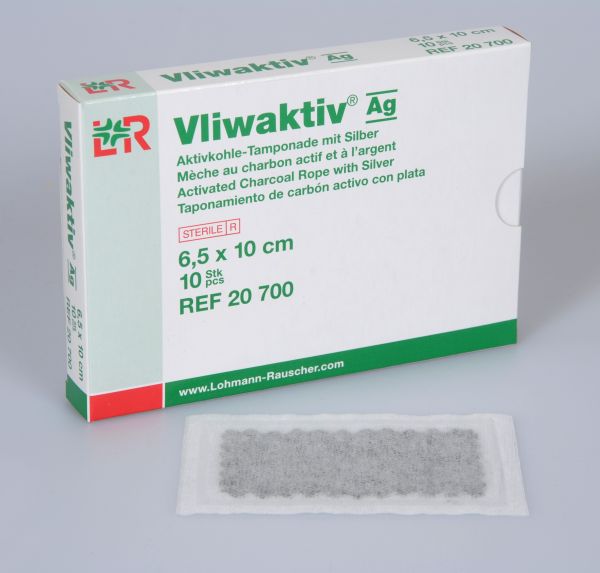 Vliwaktiv® Ag, Aktivkohle-Tamponade, 6,5 x 10cm