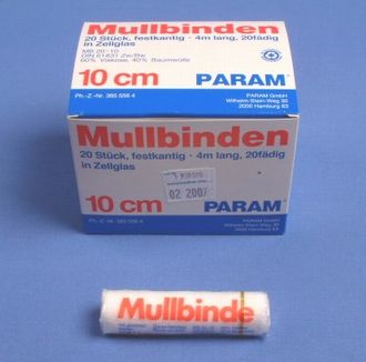 Mullbinde 10 cm mit Cellophan